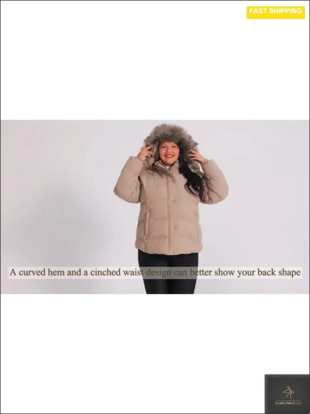 Women's Quilted Puffer Jacket Winter Coat with Removable Faux Fur Hood,